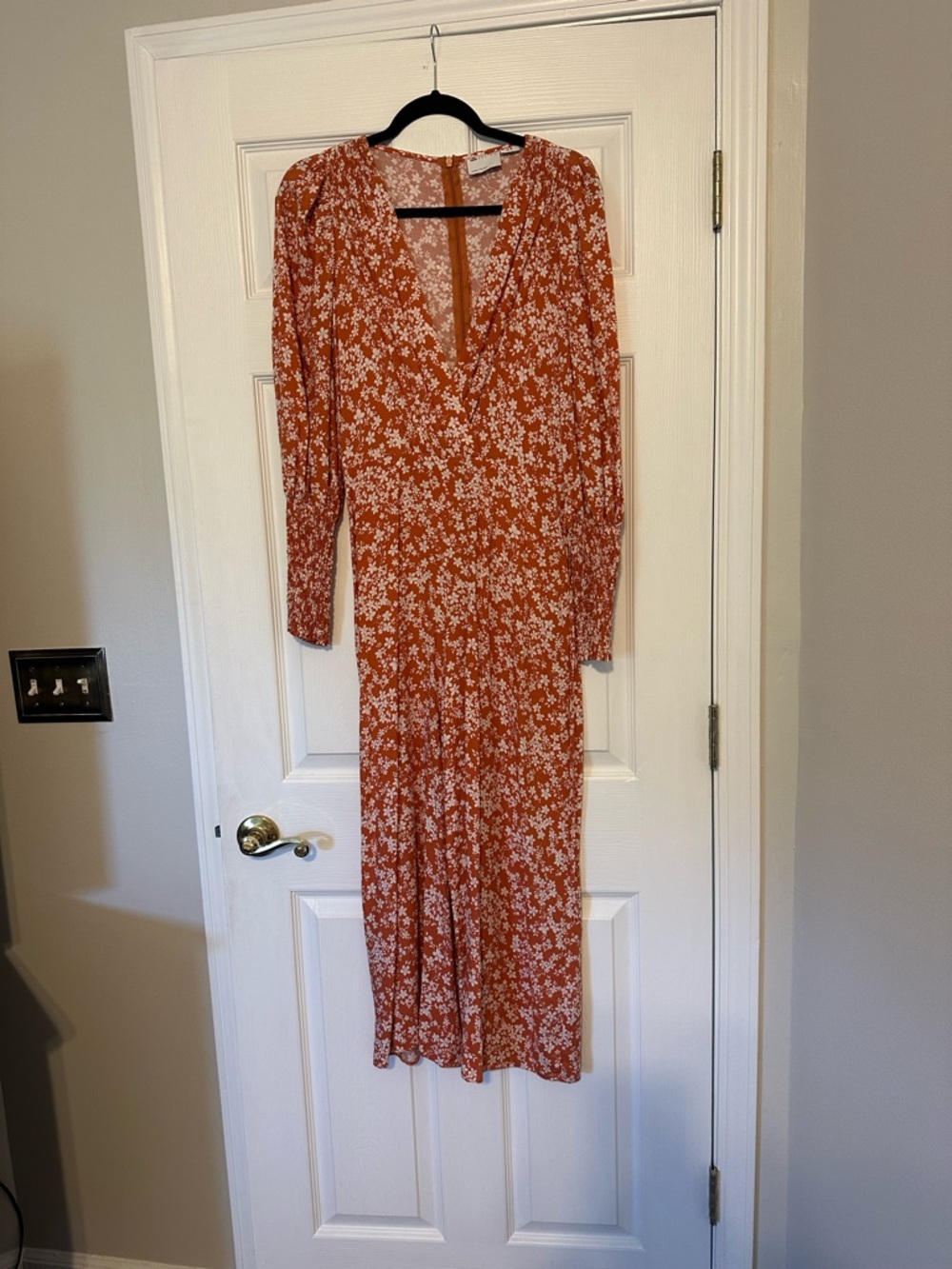 ASOS Rust Floral Long Sleeve Jumpsuit